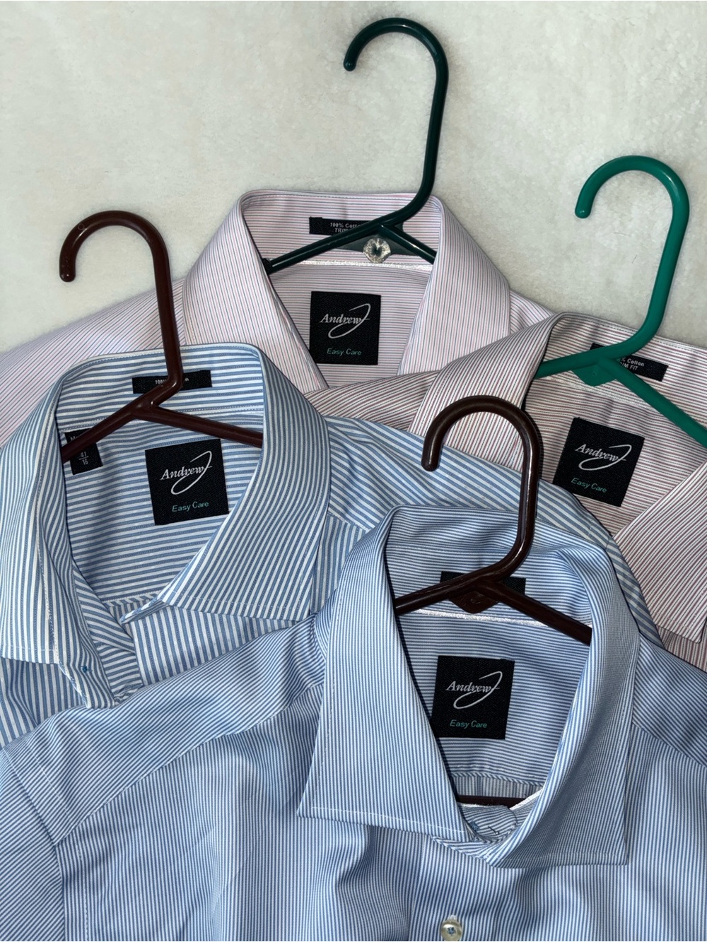 Bundle! Four! Andrew J Italian Fashion Men's Easy Care Striped Dress Shirts